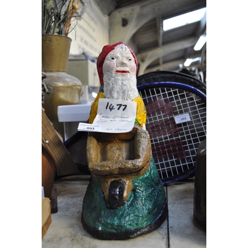 92 - GARDEN ORNAMENT OF A GNOME AND WHEELBARROW