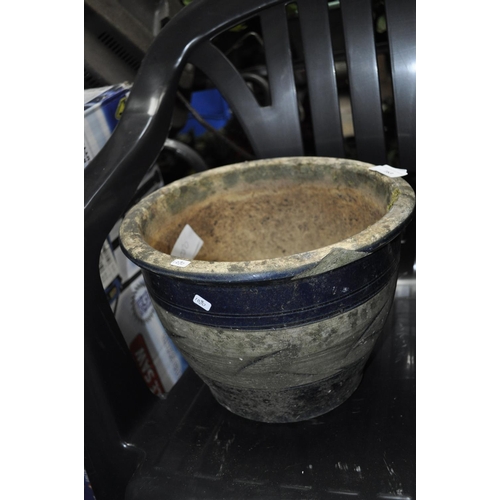 163 - BLUE GLAZED PLANTER