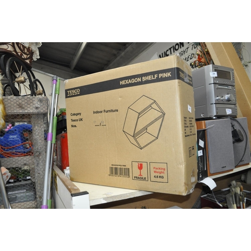 184 - BOXED PINK HEXAGONAL SHELF UNIT