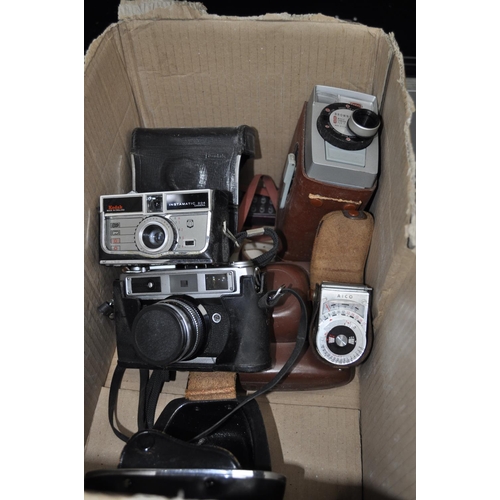 198 - BOX OF CAMERA EQUIPMENT