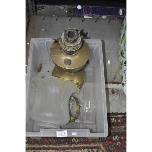 215 - OIL LAMP  SHADE AND FLUE