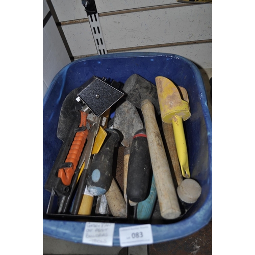 83 - WASH BOWL OF ASSORTED BUILDERS TOOLS