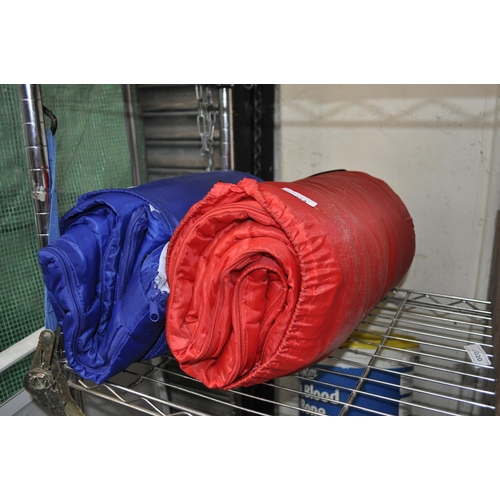 13 - 1 BLUE AND 1 RED SLEEPING BAG