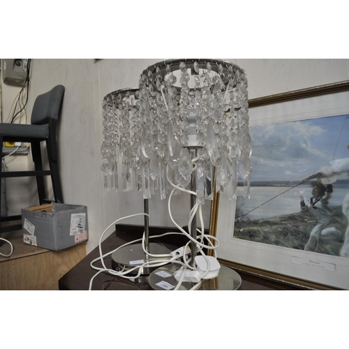 243 - 2 X CHROME TABLE LAMPS WITH DROPLETS