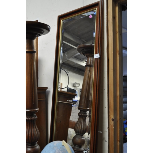 261 - BROWN FRAMED BEVEL EDGED WALL MIRROR