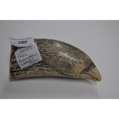 280 - FAUX SCRIMSHAW WHALES TOOTH