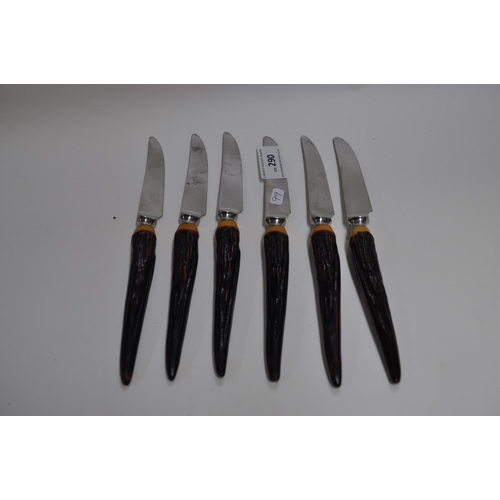 290 - 6 X BONE HANDLED KNIVES