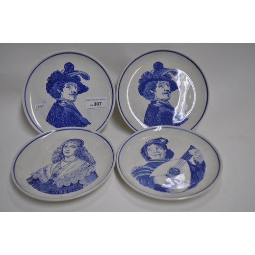 307 - 4 X ROYAL HAND PAINTED HOLLAND PLATES