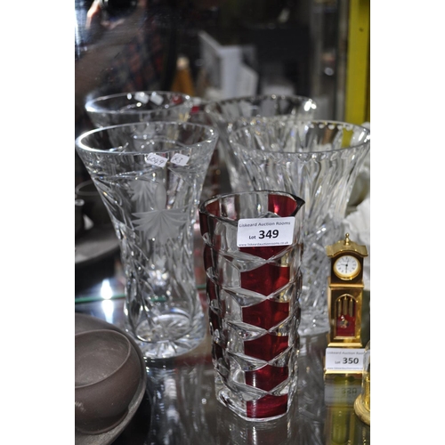 349 - 3 X CUT GLASS VASES