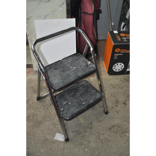 6 - TWO TIER CHROME FOLDING STEP LADDER