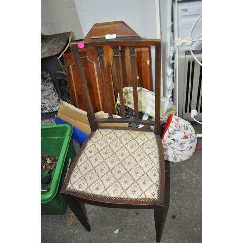 637 - EDWARDIAN SPLAT BACK UPHOLSTERED SEATED DINING CHAIR