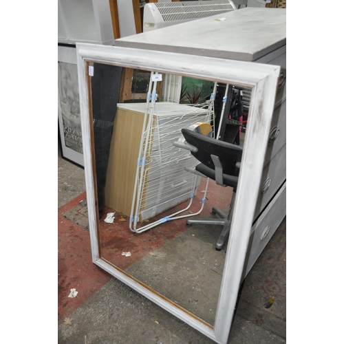 641 - LARGE WHITE FRAMED WALL MIRROR