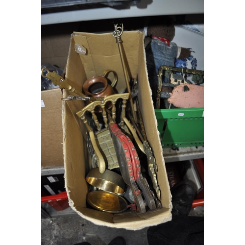 268 - BOX OF ASSORTED BRASS AND COPPERWARE