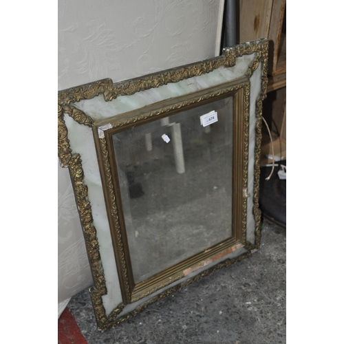 674 - GILT AND MARBLE FRAMED WALL MIRROR