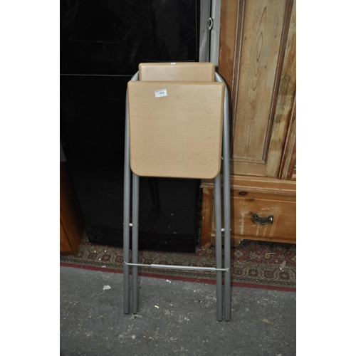 675 - BEECHWOOD AND METAL FOLDING HIGH STOOL