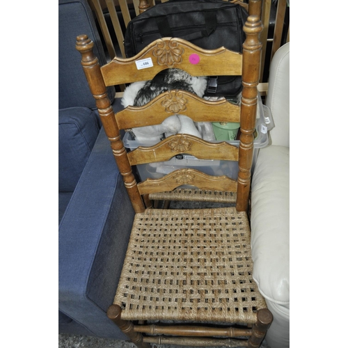 686 - 2 X LADDERBACK STRING SEATED DINING CHAIR