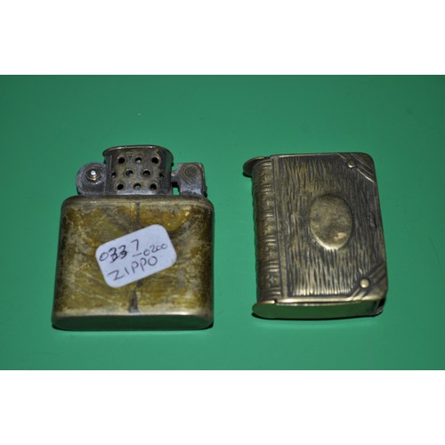 15 - BRASS PETROL LIGHTER AND BRASS BOOK DOUBLE ENDED VESTA CASE 81G