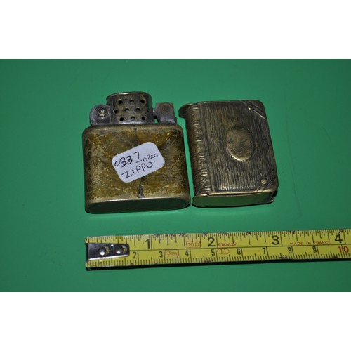 15 - BRASS PETROL LIGHTER AND BRASS BOOK DOUBLE ENDED VESTA CASE 81G