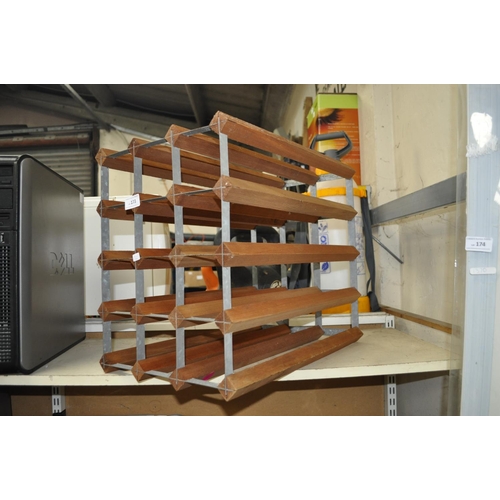 173 - METAL AND WOOD BOTTLE RACK