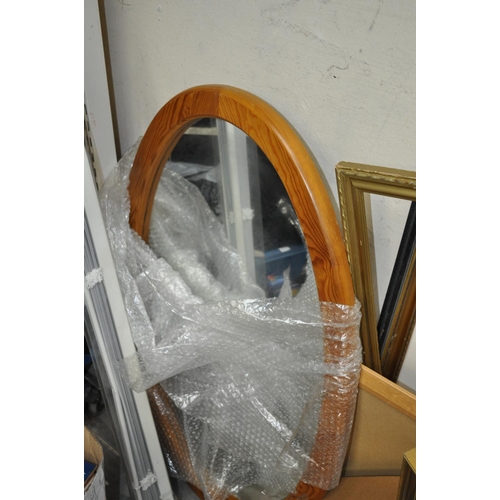 186 - OVAL PINE WALL MIRROR