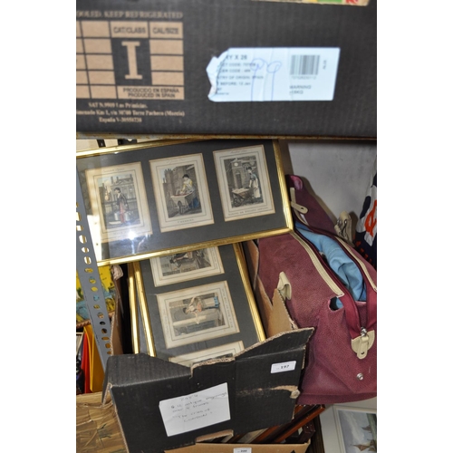 197 - 12 X ANTIQUE ENGRAVINGS OVER 4 FRAMES CALLED THE CRIES OF LONDON