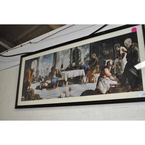 291 - FRAMED AND GLAZED PICTURE OF JESUS WASHING FEET