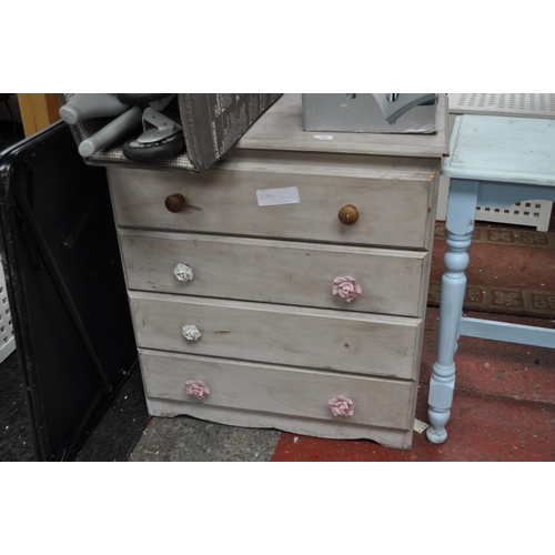 612 - SHABBY CHIC 4 DRAWER PINE CHEST OF DRAWERS