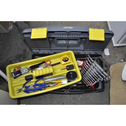 17 - STANLEY LIDDED TOOLBOX WOTH QUANTITY OF ALMOST NEW TOOLS INCLUDING SOCKET SETS AND PLIER SET