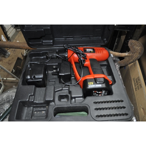 36 - BLACK AND DECKER 12V CORDLESS DRILL AND CHARGER IN CASE