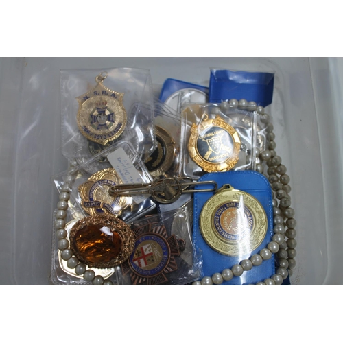BOX OF MEDALS AND JEWELLERY