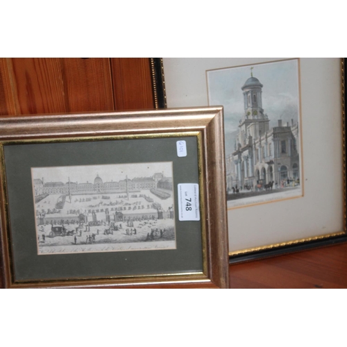 748 - 2 X FRAMED AND GLAZED PICTURES OF TOWNS