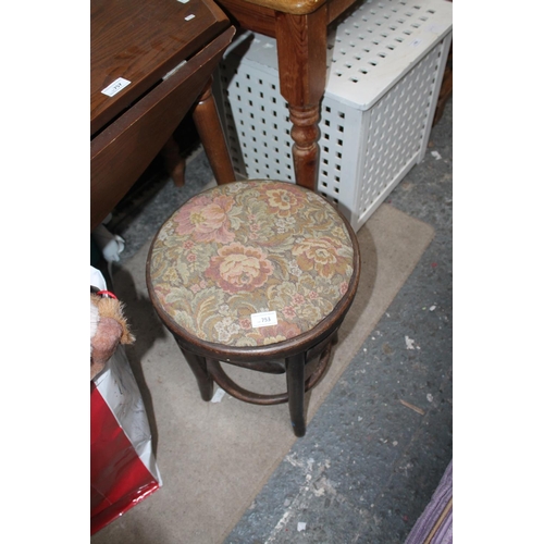 753 - ROUND UPHOLSTERED BENTWOOD STOOL