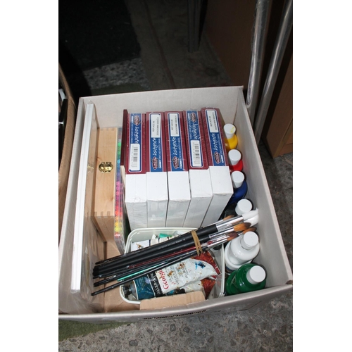 884 - BOX OF ARTISTS AND CRAFT MATERIALS