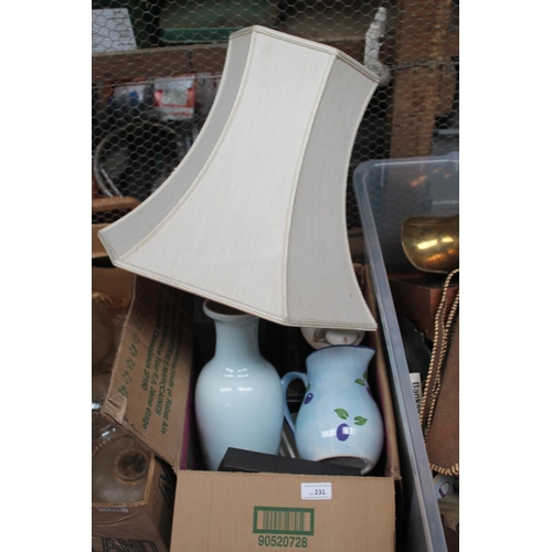 231 - BOX OF ASSORTED LAMPS