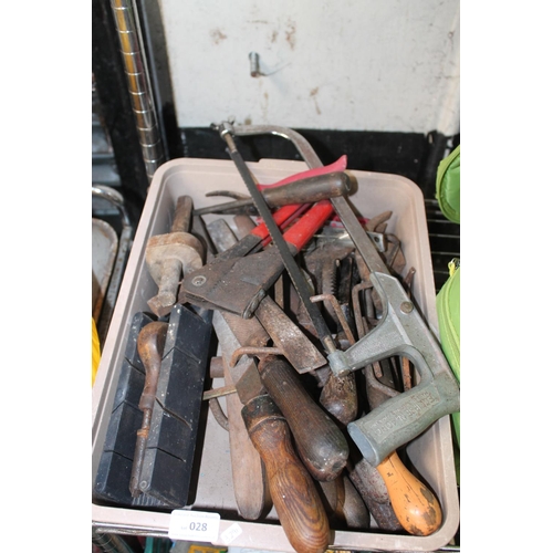 28 - BOX OF ASSORTED VINTAGE TOOLS