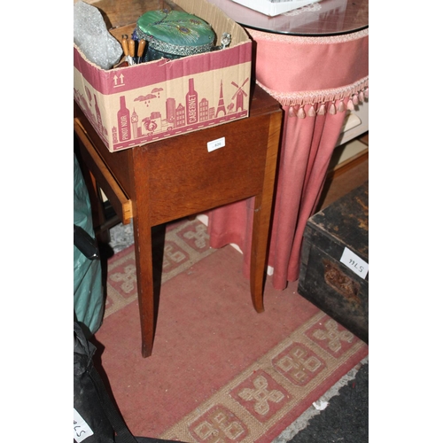 826 - VINTAGE OAK SEWING CABINET PLUS CONTENTS