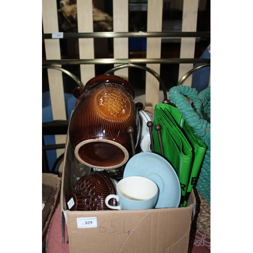 829 - BOX OF KITCHEN CHINA