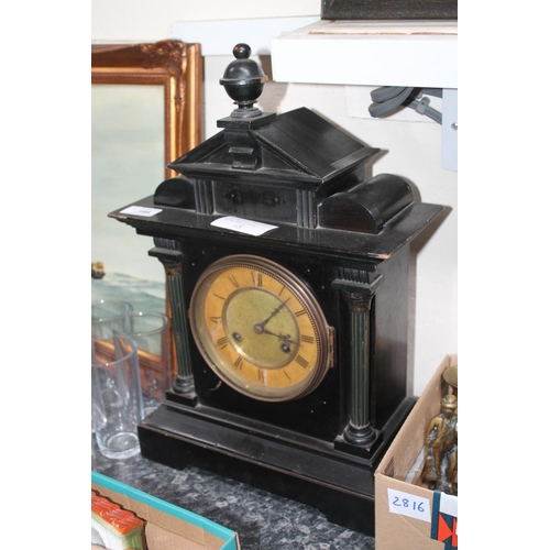 588 - ANTIQUE EBONISED 8 DAY MANTLE CLOCK