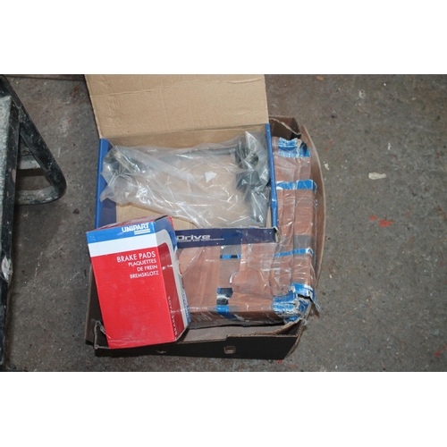 8 - BOX OF CAR SPARE PARTS, BRAKES ETC