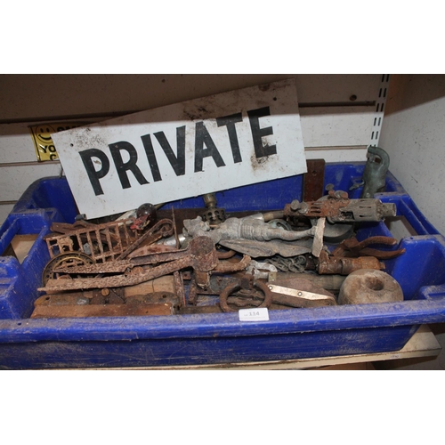 114 - LARGE QUANTITY OF VINTAGE TOOLS, BLOW LAMPS AND LOCKS