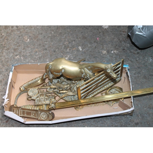 142 - LARGE BOX OF ASSORTED BRASSWARE