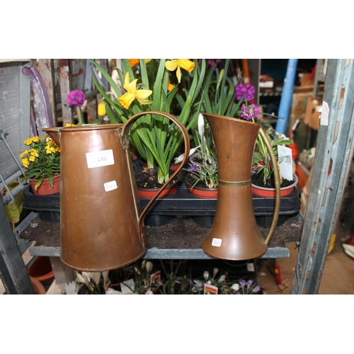 146 - COPPER JUG AND COPPER VASE