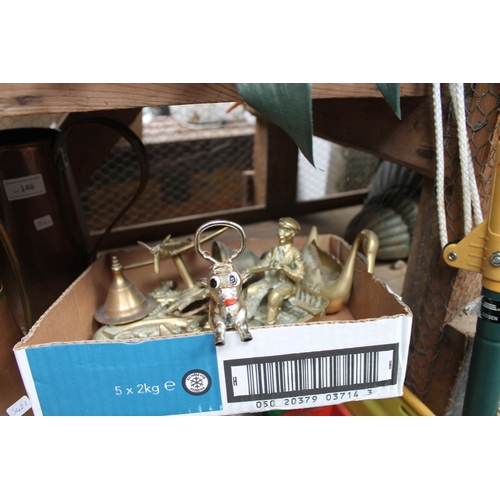 147 - BOX OF ASSORTED  BRASSWARE