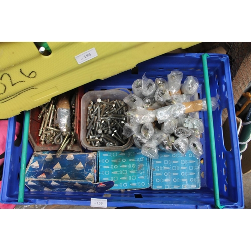 159 - LARGE BLUE BOX OF ASSORTED NUTS AND BOLTS