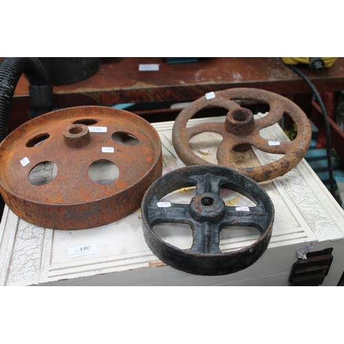 178 - 3 X CAST IRON WHEELS