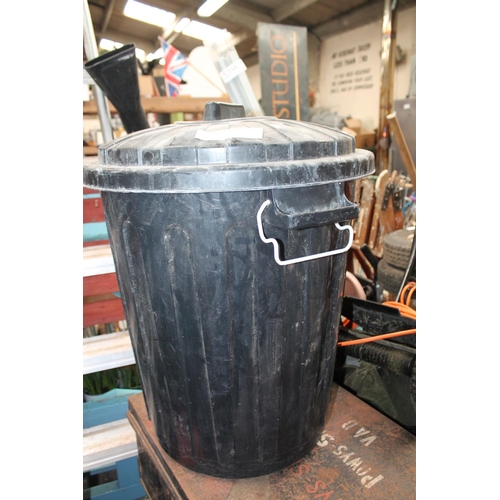 229 - BLACK PLASTIC DUSTBIN WITH LID