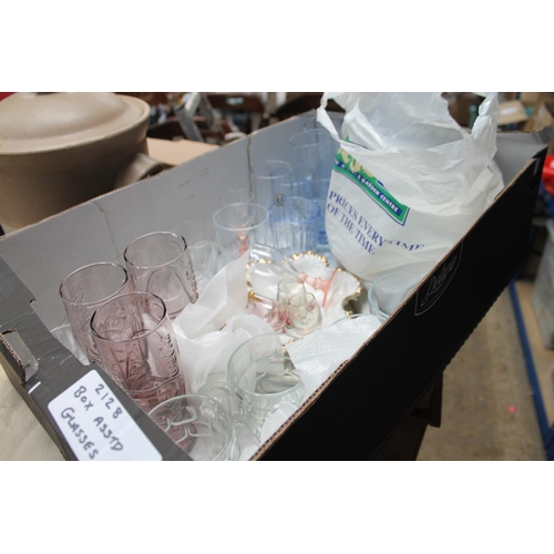 356 - BOX OF ASSORTED GLASSWARE