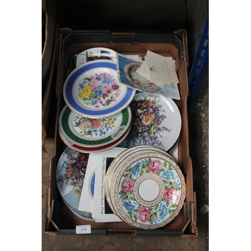 376 - BOX OF ASSORTED PLATES AND WALL PLATES