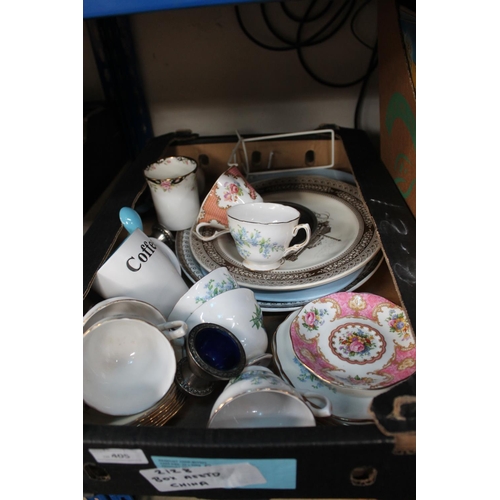 405 - BOX OF ASSORTED CHINA