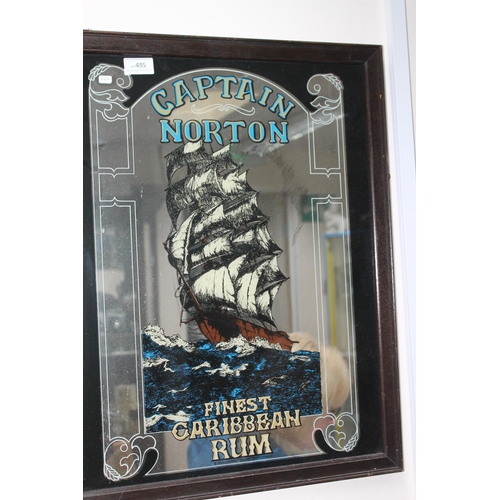 495 - FRAMED CAPTAIN NORTON RUM MIRROR